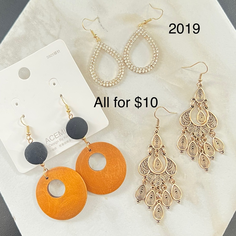 Acemi Gold and Orange Earring Trio